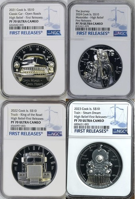 #ad #ad 4 21 24 Cook Is Car Motorbike Truck amp; Train PF70 ER UC 2oz .999 Silver Mint 999 $1350.00