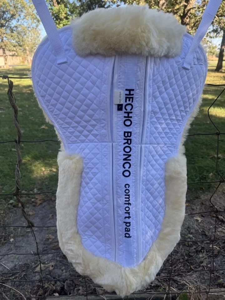 Nuevo Sillín Corrección Inglés Media Almohadilla Enrollado con Piel de Oveja Cuña Completa Talla L Foto 2 de 4