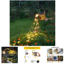 Solar Metal Watering Can 1 Pack Warm White Outdoor Decorative Lights 60 LEDs