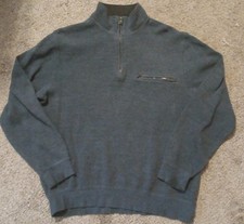 Pendleton Sweater Mens Medium Wool 1/4 Zip Blue Pullover Long Sleeve