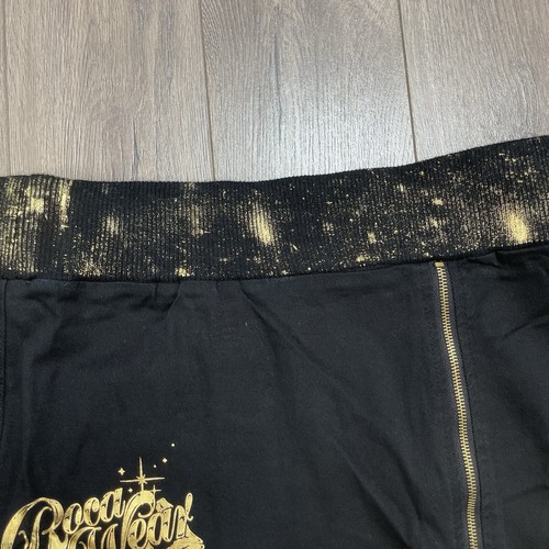 Y2K RocaWear Jean Skirt Women's Sz 11 Black Gold Bedazzled Embroidered Logo NWT - Picture 5 of 12