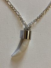 Vintage Necklace Alligator Tooth Gator Pendant on Chain - Statement Jewelry