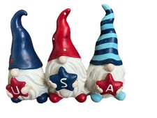 Free Standing USA Triple Garden Gnomes Patriotic Figurine