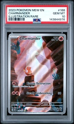2023 POKEMON MEW EN-151 ILLUSTRATION RARE #168 CHARMANDER PSA 10