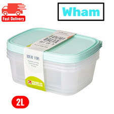 Wham Everyday Clear Food Storage Boxes Set of 3 – 2L Plastic Containers with Lid