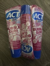 3 New ACT Kids Anticavity Fluoride Toothpaste 4.6 oz Each Bubble Gum Blowout