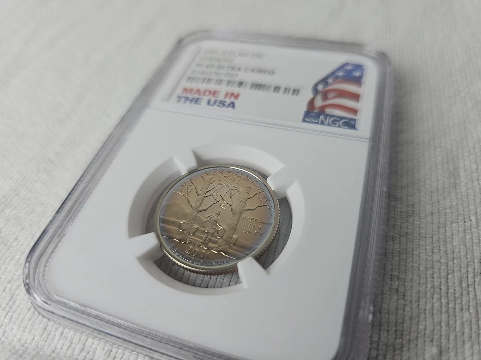 2001-S Vermont Silver Quarter NGC PF69 Ultra Cameo Rainbow Toned Made In USA - Image 4 of 4