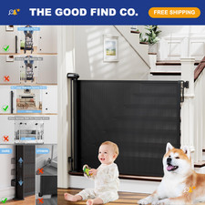 Retractable Baby Gate for Stairs Doorways, Adjustable Dog Gate 0-54" W 34" H