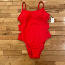 Shade Shore Red One Piece Swimsuit Cutout High Neck Size L