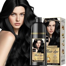 Black 3 in 1 Hair Dye Shampoo Gray Coverage Ammonia-Free Fast Color
