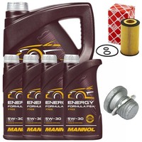 MotoröL Filter Set Mannol 5W-30 PSA 9 Liter + Schraube FüR Mercedes V-Klasse