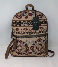Myra Bag DATRIX Backpack Brown Canvas / Leather / Rug Pattern New w/ Tags