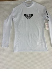 Roxy Whole Hearted LS Swim - Bright White - NWT ROXY On The Arm UPF 50 S/P/CH