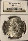 1921 Morgan Silver Dollar Philadelphia MS64 Graded By NGC