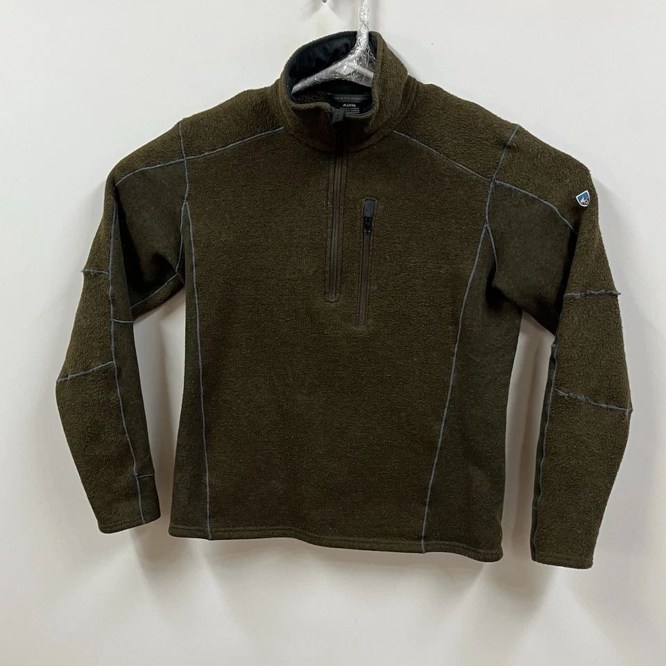 Kuhl Hombre Polar Interceptor Tostado Oscuro 1/4 Cremallera Hombre Grande Gorpcore Foto 3 de 4