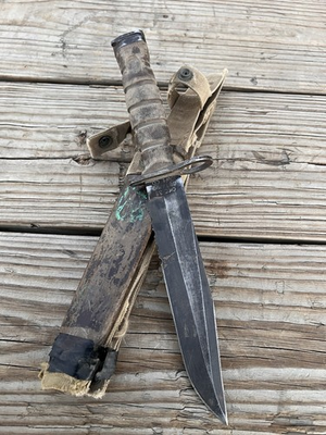 #ad US GI USMC ISSUED MILITARY ONTARIO KNIFE CO OKC 3S BAYONET COMBAT W SCABBARD $75.00