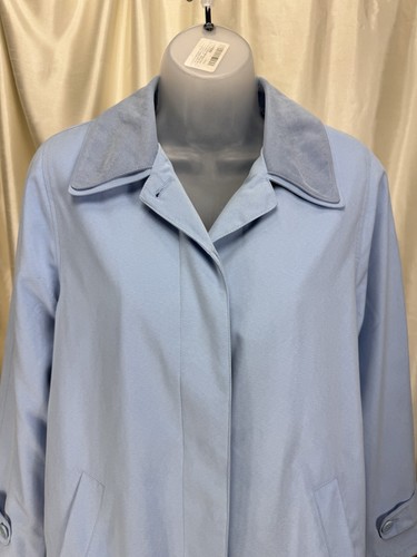 London Fog Women’s Sorbet Blue Jacket Size Small Petite Long With Hidden Button - Picture 2 of 10