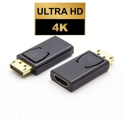 DisplayPort auf HDMI Adapter 4K DP Stecker HDMI Buchse Konverter Schwarz Plug