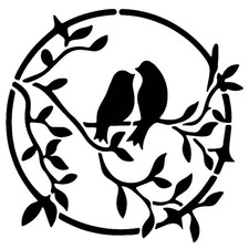 Really Great Stencils, Lovebirds on Branch Stencil, 6x6", Birds Love Round Frame