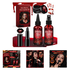 Fake Blood Kit 4 Pieces for Halloween Vampire Cosplay Makeup Accessories