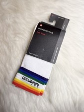 Lululemon Men's Daily Stride Crew Sock Stripe Wordmark White Size M New