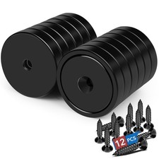 LOVIMAG Magnets,150lb Waterproof Strong Neodymium Cup 150lbx12Pack, Black