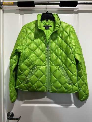 Ralph Lauren Polo Quilted Down Jacket Florescent Lime Green Women XL Excel Cond