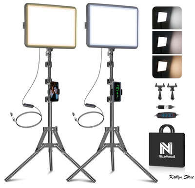 NiceVeedi 2-Pack LED Video Light Kit 2800 6500K w/ Tripods 73''