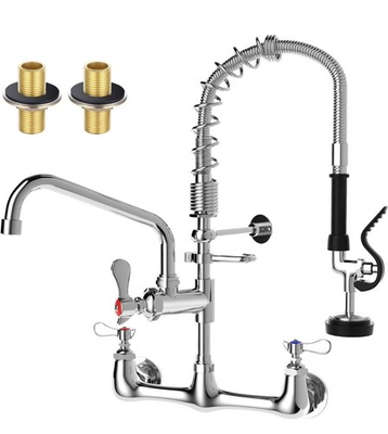 #ad 21quot; Height Commercial Kitchen Faucet with Pre Rinse Sprayer 8quot; Center BRAND NEW $139.95