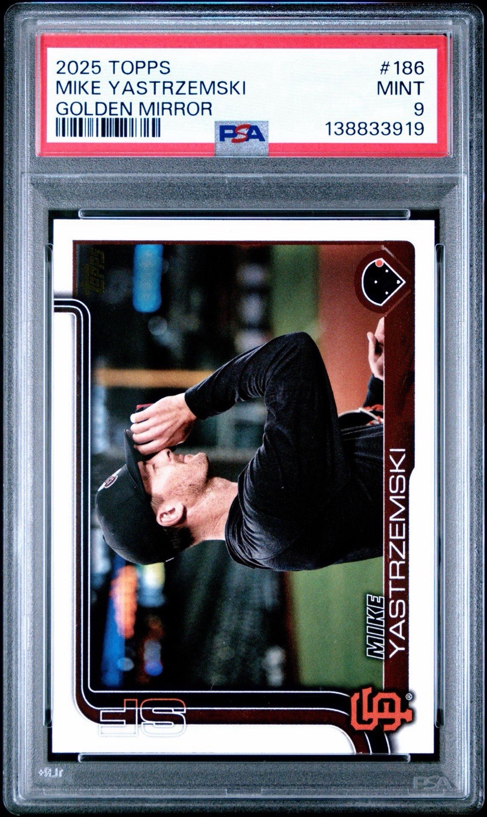 2025 Topps Series One Mike Yastrzemski #186 Golden Mirror Image PSA 9 SF Giants