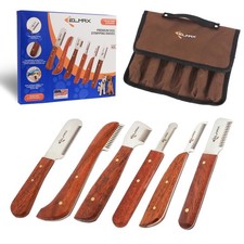 Elmax Stripping Knife for dogs (Pack of 6) Stripping comb with Wooden Handle
