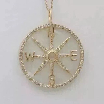 14k Yellow Gold Plated 1.00 Ct Lab Created Diamond Women's Compass Charm Pendant