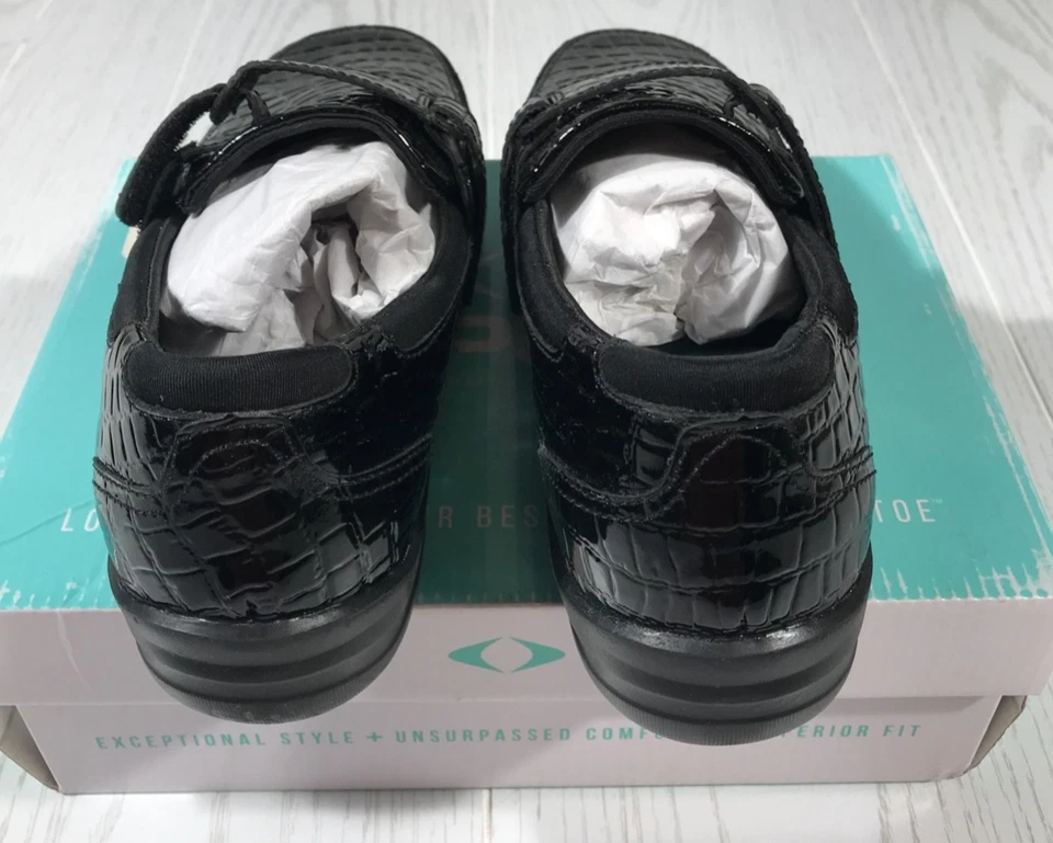 APEX 糖尿病鞋女式 6 码 X 宽黑色 Croc Evelyn 乐福鞋 A205WX06 全新 — 第 4/4 张图片