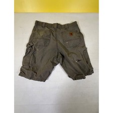 Carhartt Mens B147 LBR Canvas Carpenter Work Shorts 36 Brown Distressed Paint