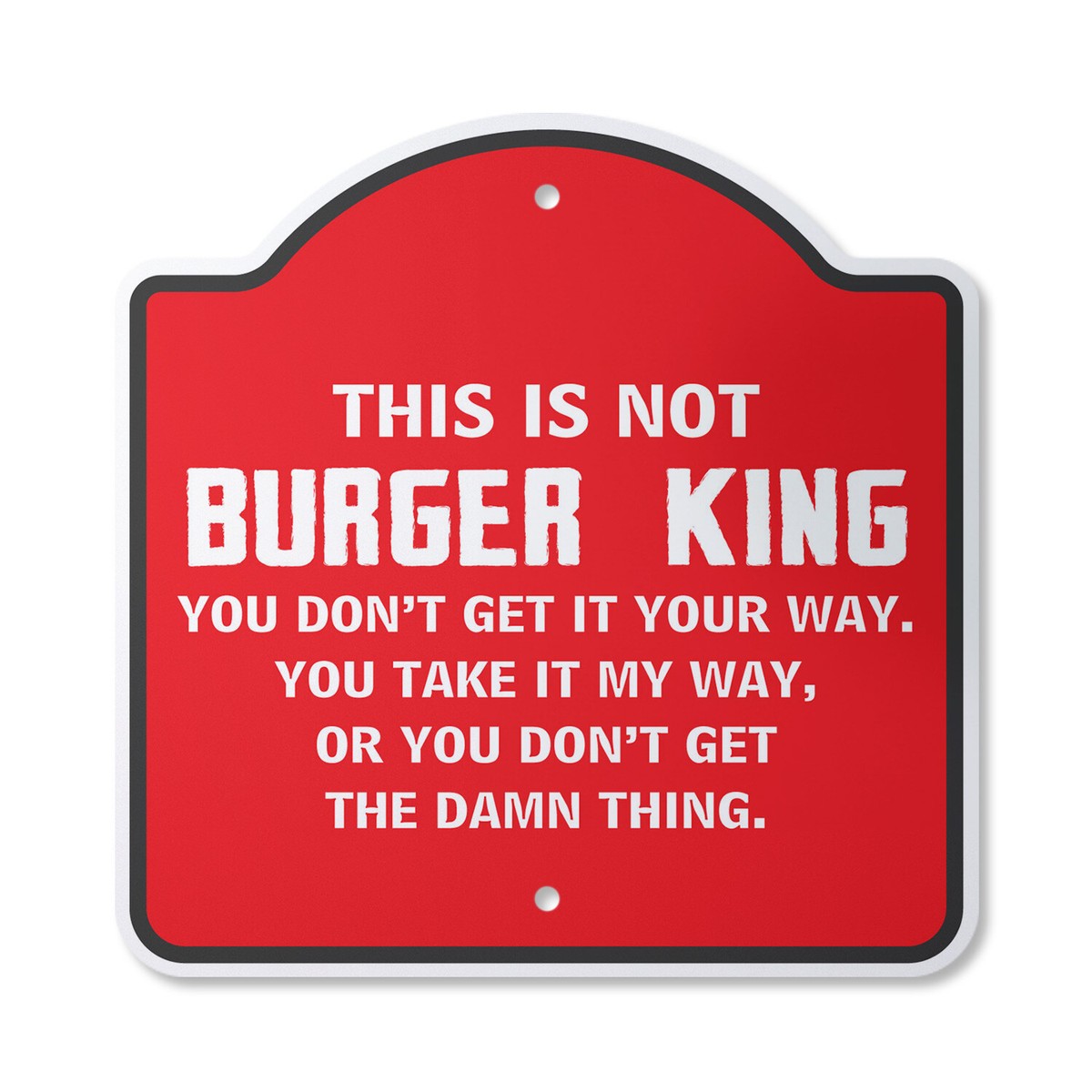 Burger King&2 看板 This Is Not Burger King Plastic Sign Kitchen Mom Mother Cook Food