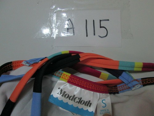 Modcloth Womens Size S One Piece Swimsuit Multicolor Lined Cups Halter Striped - 第 7/7 張圖片