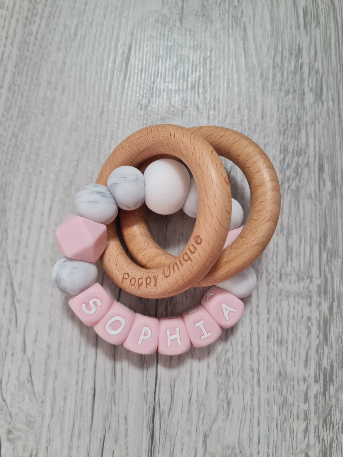 Baby Girl Personalised Gift Teething Ring Rattle Toy Teether
Opens in a new window or tab