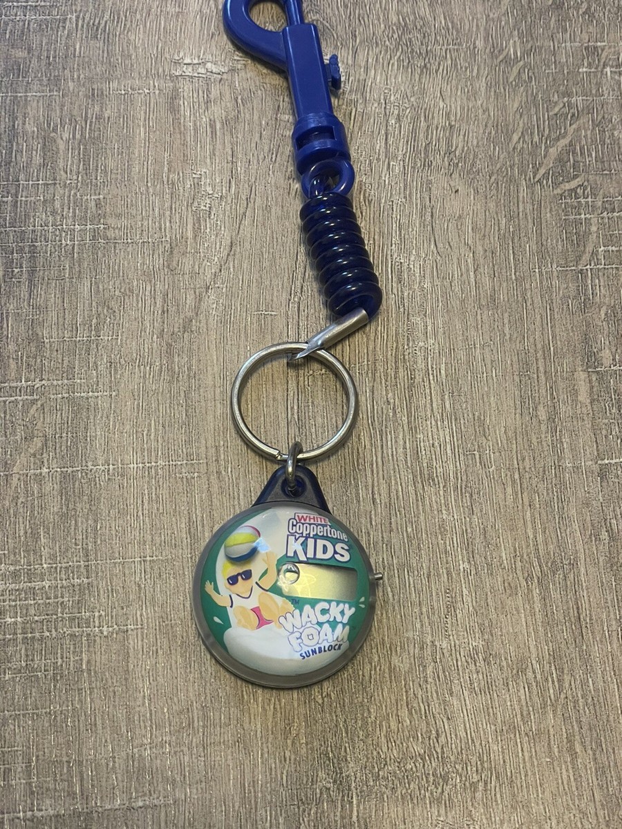 Vintage Blue Coppertone Kids Colorblock Wacky Foam Keychain O-B3