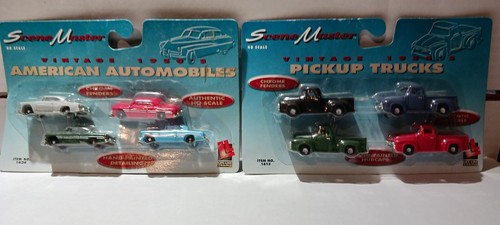 SCENE MASTER VINTAGE 1950'S PICKUP TRUCKS + 1950's AMERICAN AUTOMOBILESS 1:87 HO