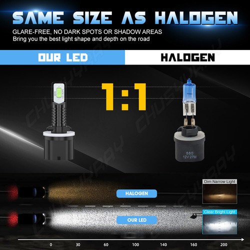 2PC 880 LED Fog Light Bulb DRL 8000K Xenon Ice Blue High Power 890 892 893 899 - Picture 15 of 23