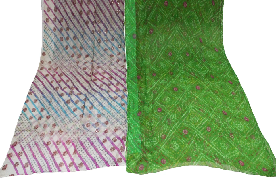 Vestido Estampado Indio Vintage Artesanal Tela Usada Cortina Cortina Tela Sari Lote 2 P Foto 3 de 4