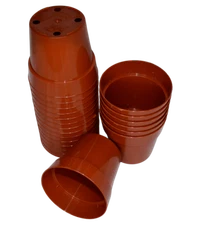 Small 3" Round Brown Plastic Greenhouse Pots by Koba Plastics  - Seeds Nursery
