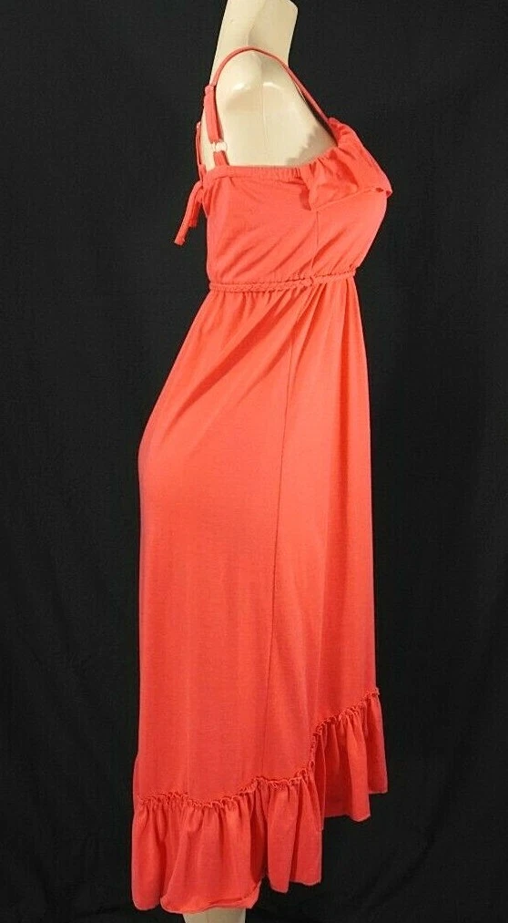 PALM ANGELS Womens Coral Adjustable Strap High Waist Ruffle High Low Maxi Dress Size 12