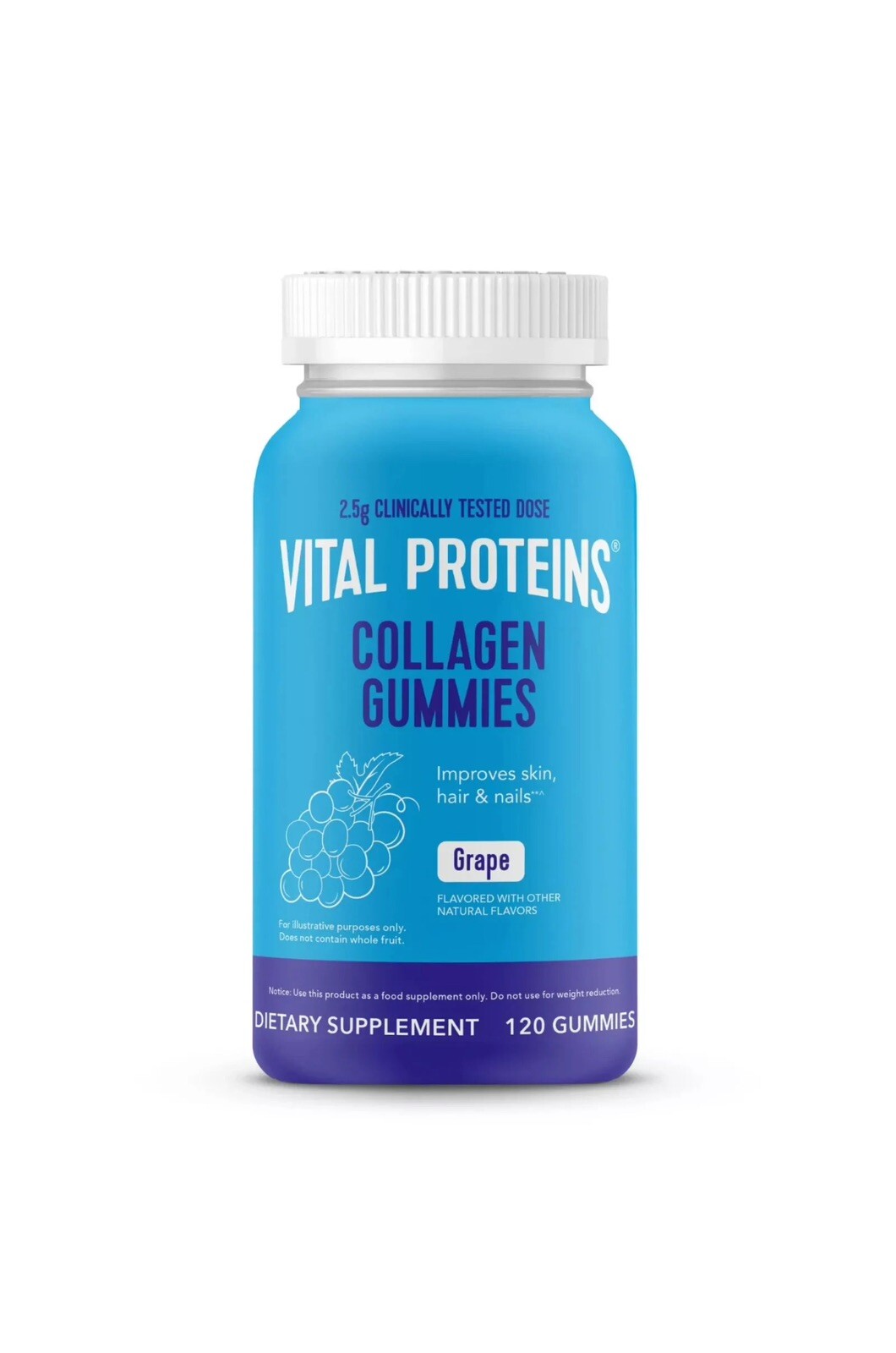 Vital Proteins Collagen Peptides Grape Flavored Dietary Supplement 120 Gummies