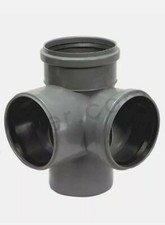 CORNER BRANCH 87½° 110mm SOIL PIPE GREY PUSH FIT DEGREE 90 RIGHT/LEFT 110/110/90
