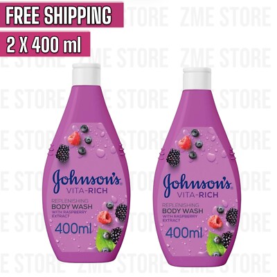 2x Johnson's Vita Rich Raspberry Extract Body Wash 400 ml