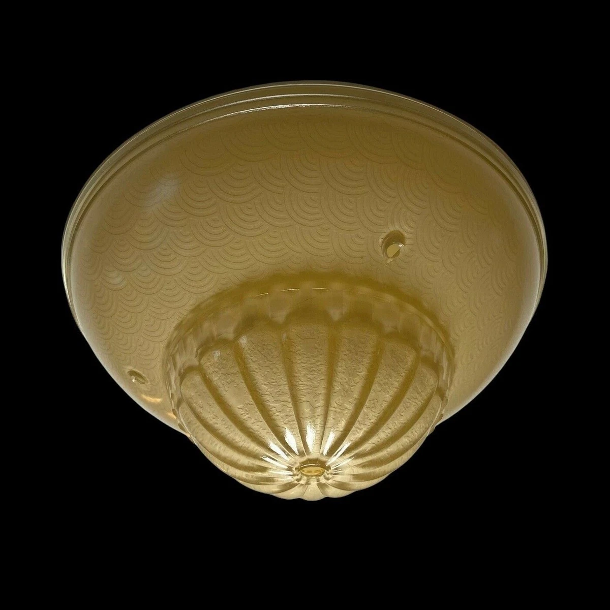 VINTAGE CEILING LIGHT LAMP SHADE GLOBE 3 Hole Champagne Beige Frosted Glass 27