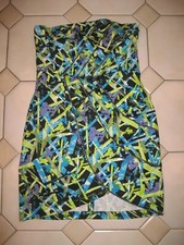 Cocktail Formal Dress Minuet Strapless Zippers Blue Green Black Geometric Sz M