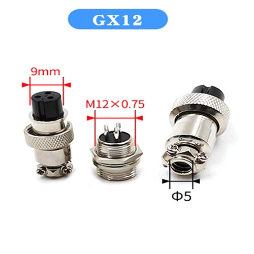 GX12 Mikrofon Verbinder Funkgeräte Einbaustecker Kupplung Stecker 2-6pol. Metall - Bild 4 von 7