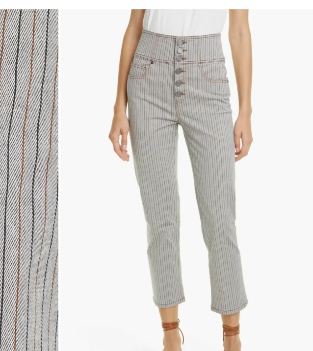 Женские брюки Joie Laurelle в полоску на пуговицах размер 32 хлопок джинсовая ткань - Изображение 2 из 4